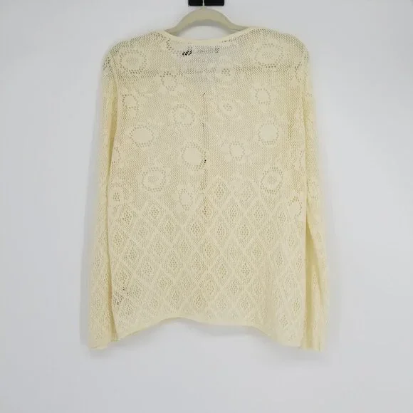 Gudrun Sjoden Wispy Pointelle Ivory Cardigan L - Summer, Boho, Cottage, Vintage - Picture 3 of 4
